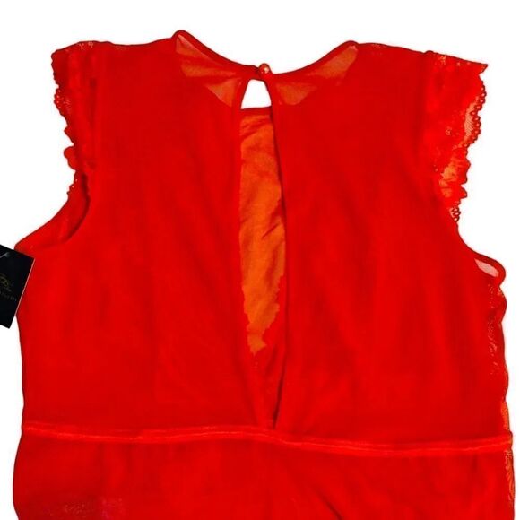 Just Sexy Barbados Cherry One Piece Lace Bodysuit Intimates Large NWT - Picture 8 of 14